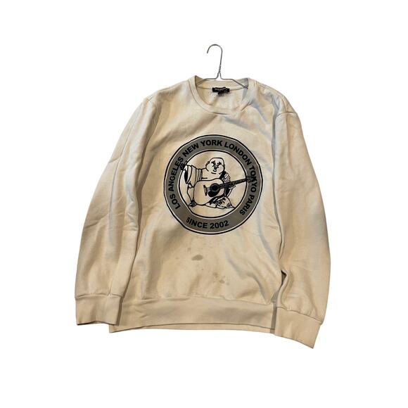True Religion Crewneck White Sweatshirt Mens L - Picture 1 of 3